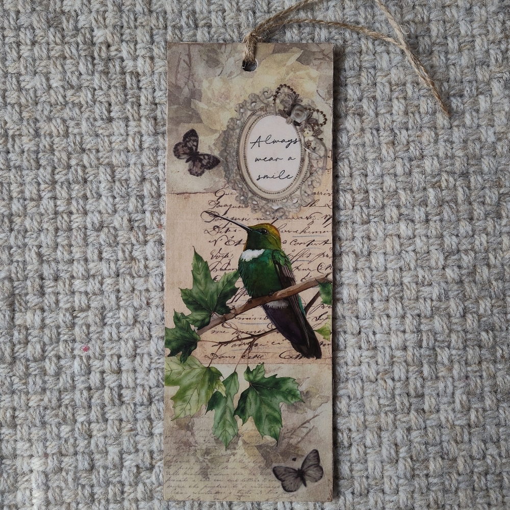 Vintage Style Bird Bookmark with Green and Brown Accents